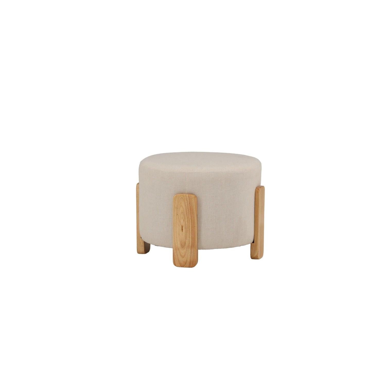 Hocker Coffey aus Leinen mit Holz-Füßen Ø50cm - Beige-Hocker-Venture Home-le canapé