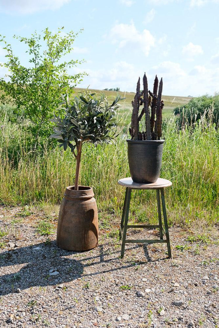 Hocker Holly aus Metall mit Sitz aus Mangoholz - Grün-Hocker-Trademark Living-le canapé