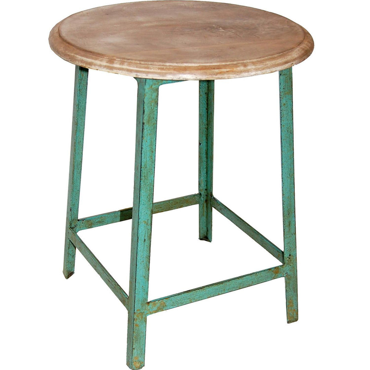 Hocker Holly aus Metall mit Sitz aus Mangoholz - Grün-Hocker-Trademark Living-le canapé