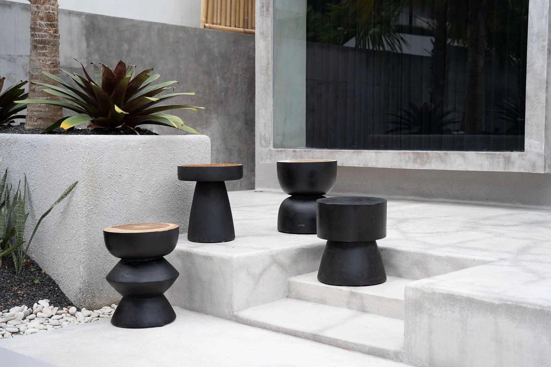 Hocker Karbun - Schwarz Natur-Hocker-Bazar Bizar-le canapé