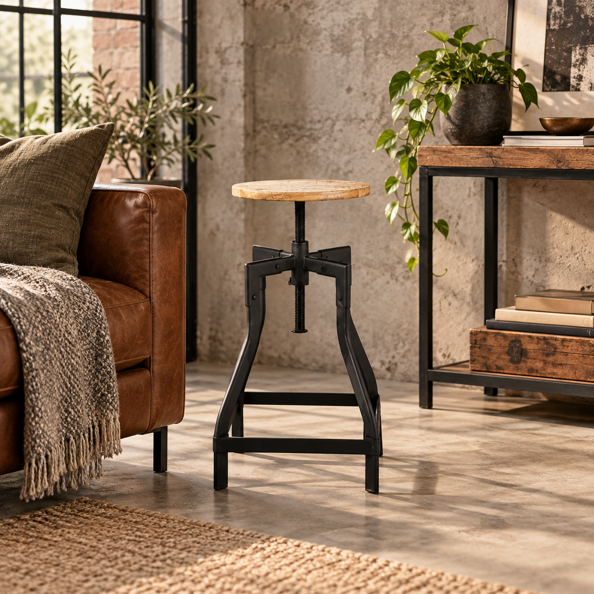 Hocker Kruk aus Massivholz höhenverstellbar - Schwarz-Hocker-Benoa-le canapé