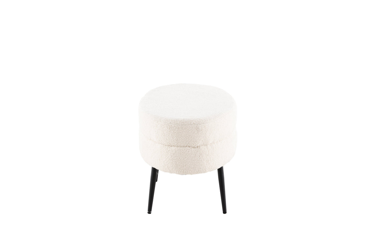 Hocker Otto 100cm aus Bouclé - Weiß-Polsterhocker-Venture Home-le canapé