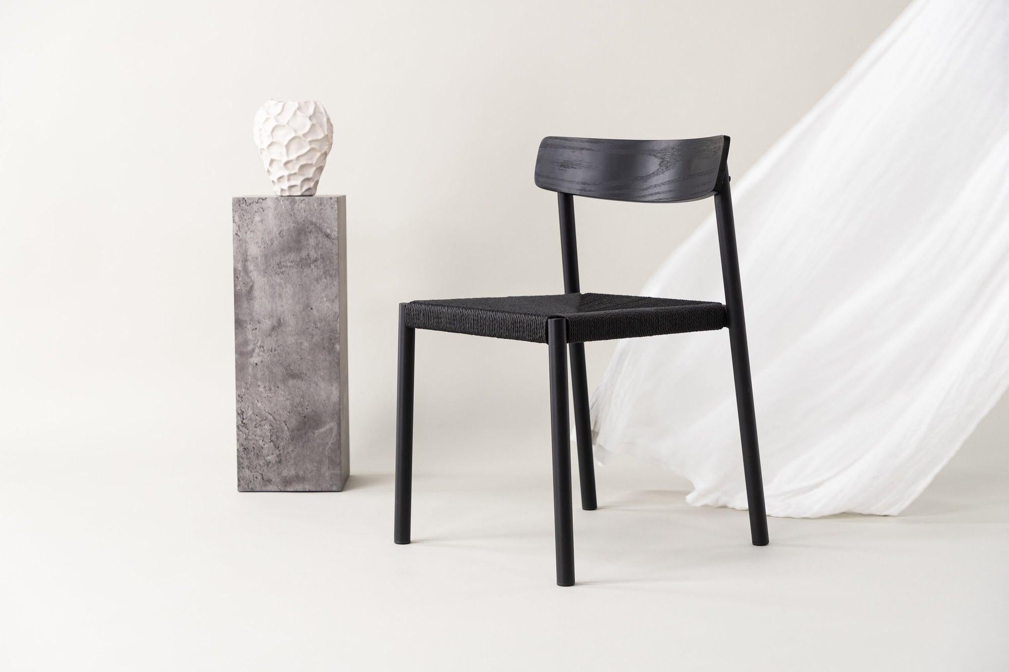 Holzstuhl Malmön mit Sitz aus Holzgeflecht - Schwarz-Holzstühle-Vind-le canapé