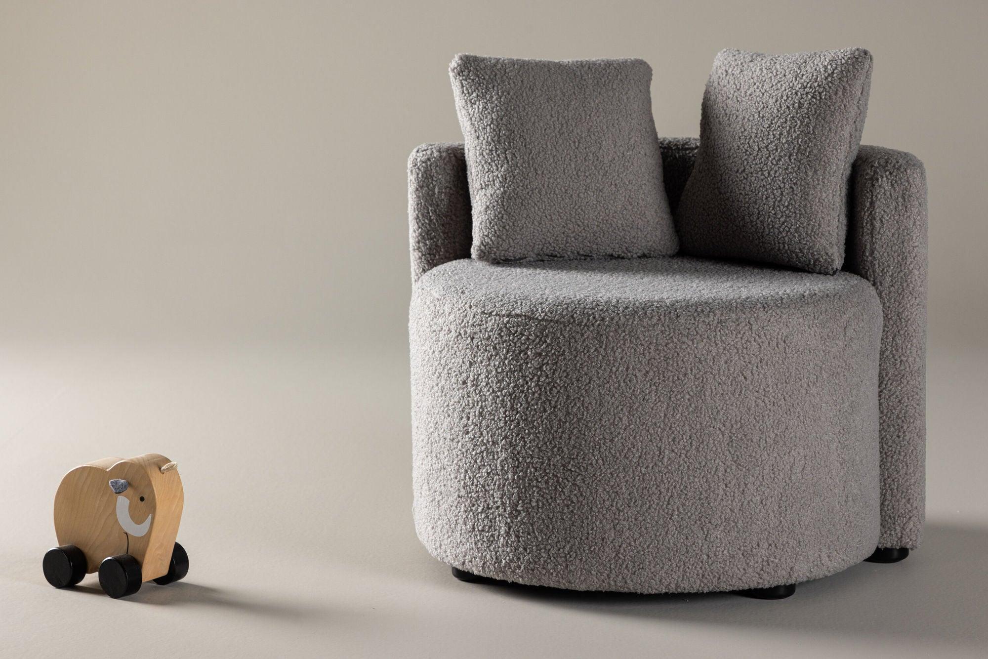 Kindersofa Kelso aus Teddystoff (Bouclé) - Grau (FSC 100%)-Kindersofas-Venture Home-le canapé