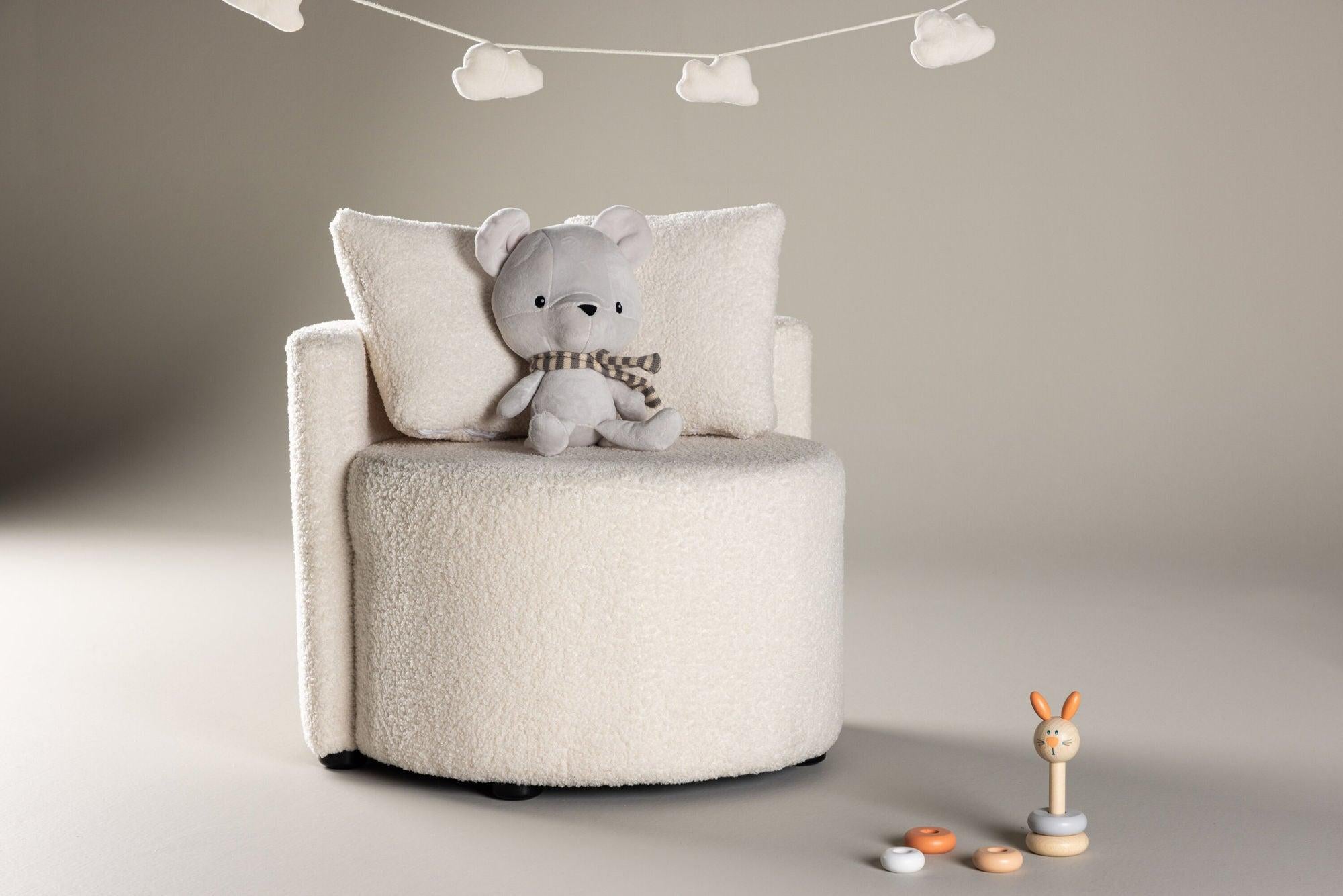 Kindersofa Kelso aus Teddystoff (Bouclé) - Weiß (FSC 100%)-Kindersofas-Venture Home-le canapé