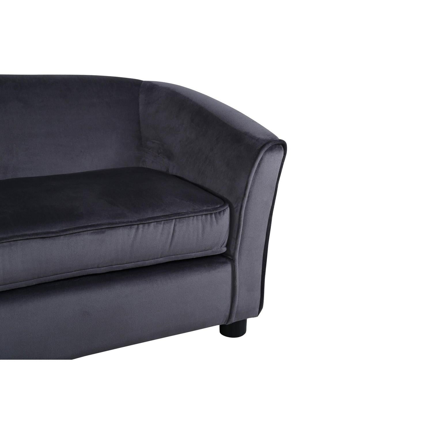 Kindersofa Mana aus Samt - Dunkelgrau-Kindersofas-Venture Home-le canapé