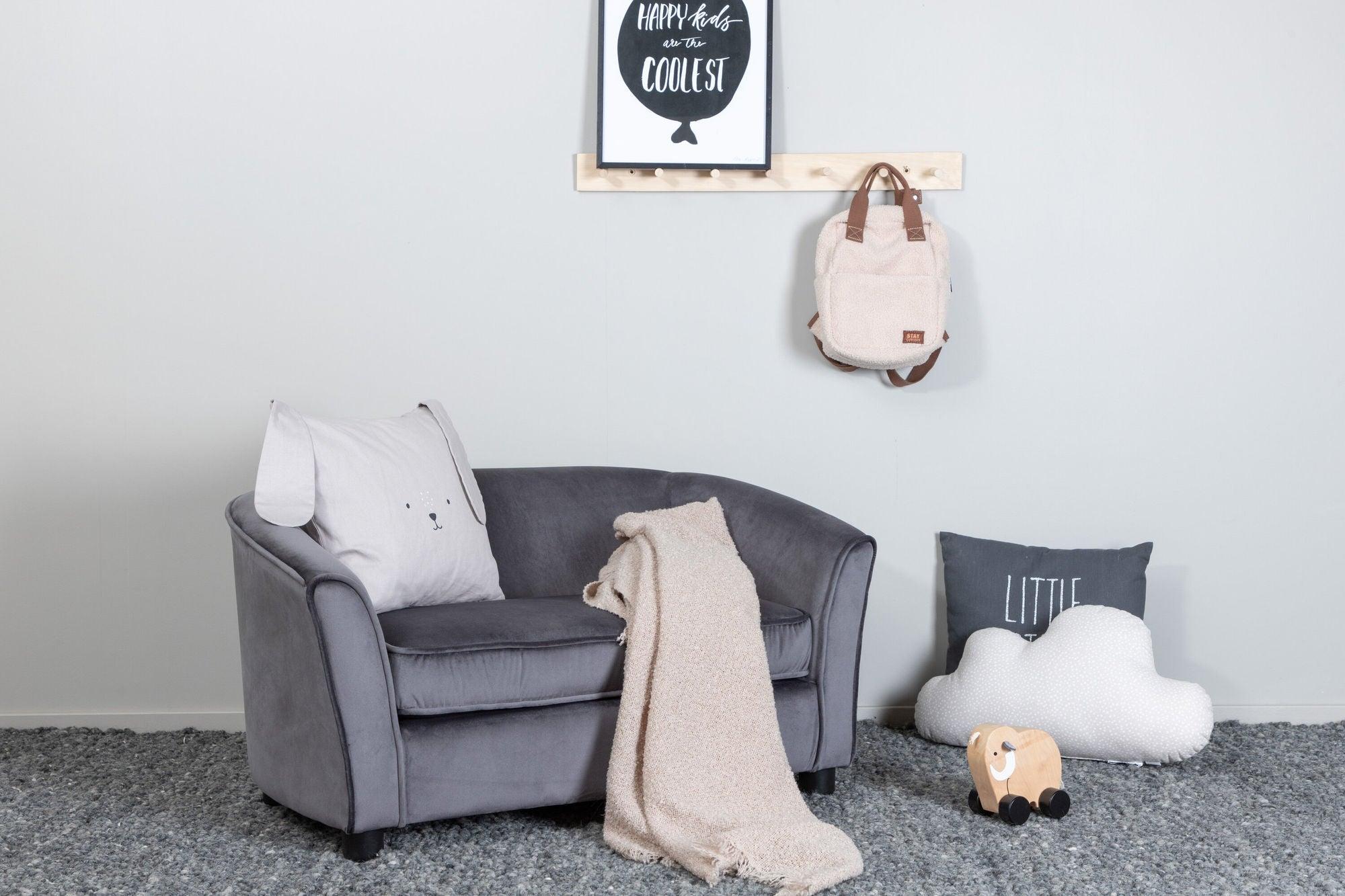 Kindersofa Mana aus Samt - Dunkelgrau-Kindersofas-Venture Home-le canapé