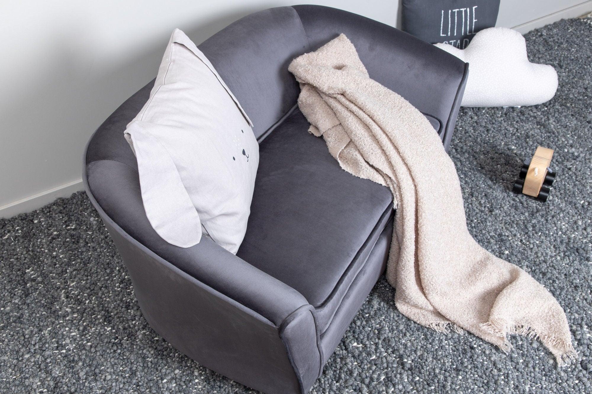 Kindersofa Mana aus Samt - Dunkelgrau-Kindersofas-Venture Home-le canapé