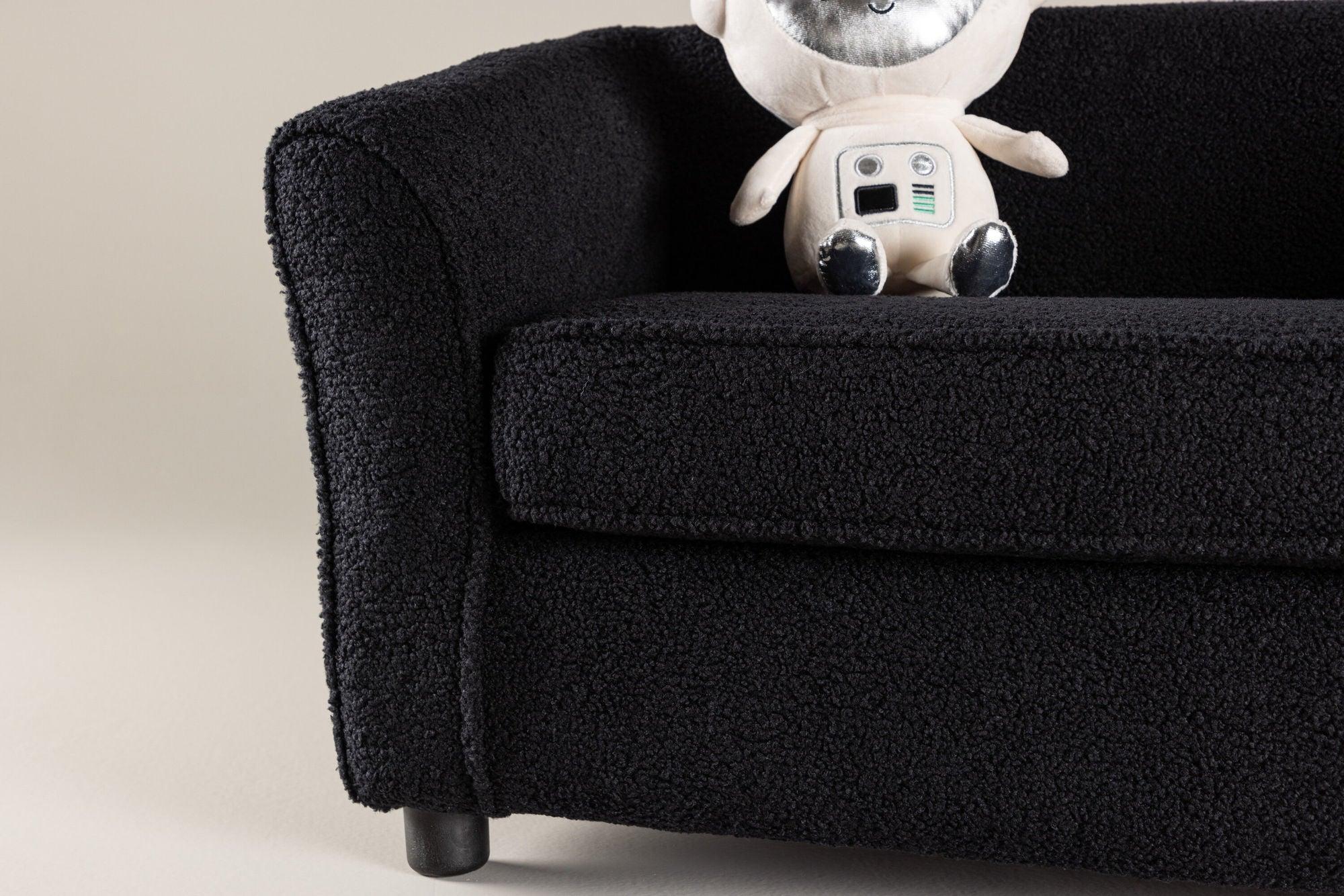 Kindersofa Mana aus Teddystoff (Bouclé) - Schwarz (FSC 100%)-Kindersofa-Venture Home-le canapé