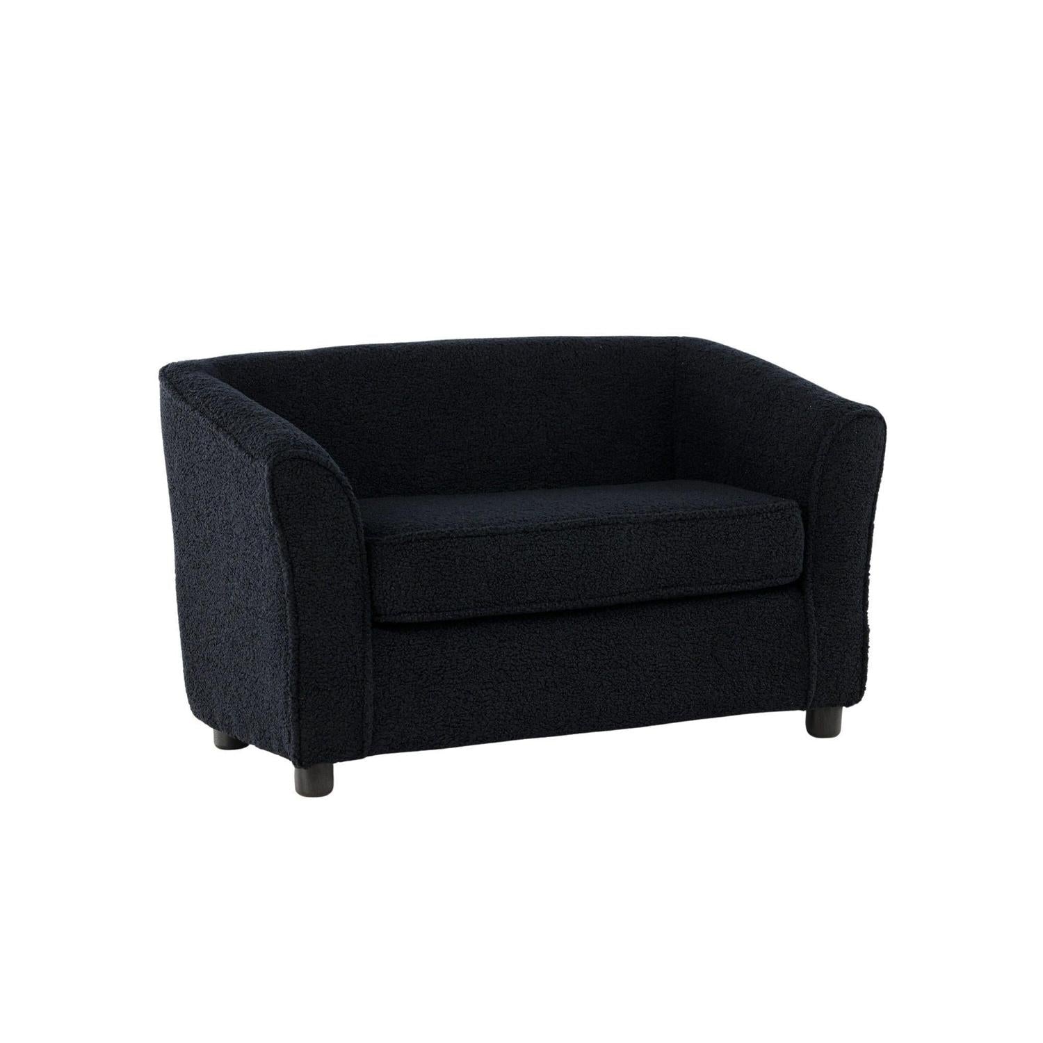 Kindersofa Mana aus Teddystoff (Bouclé) - Schwarz (FSC 100%)-Kindersofa-Venture Home-le canapé