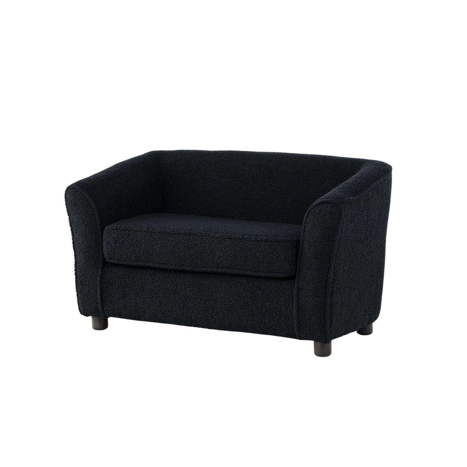 Kindersofa Mana aus Teddystoff (Bouclé) - Schwarz (FSC 100%)-Kindersofa-Venture Home-le canapé