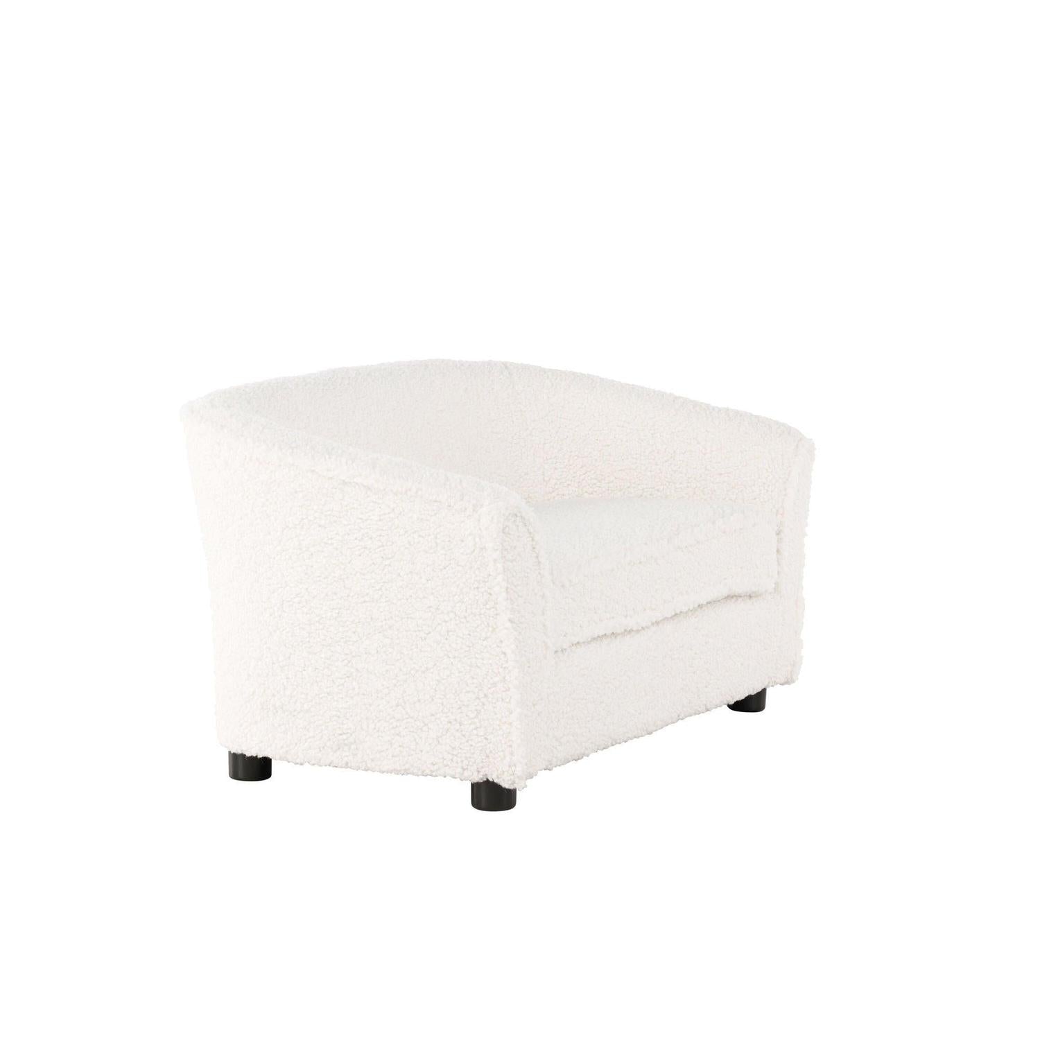 Kindersofa Mana aus Teddystoff (Bouclé) - Weiß-Kindersofas-Venture Home-le canapé