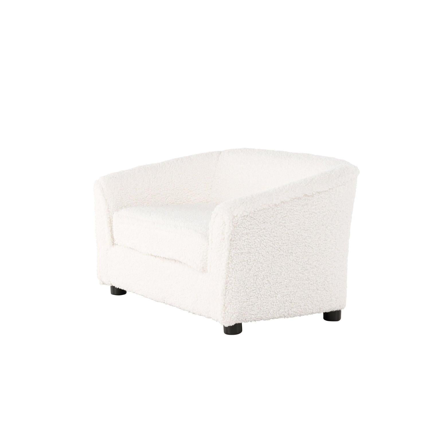 Kindersofa Mana aus Teddystoff (Bouclé) - Weiß-Kindersofas-Venture Home-le canapé