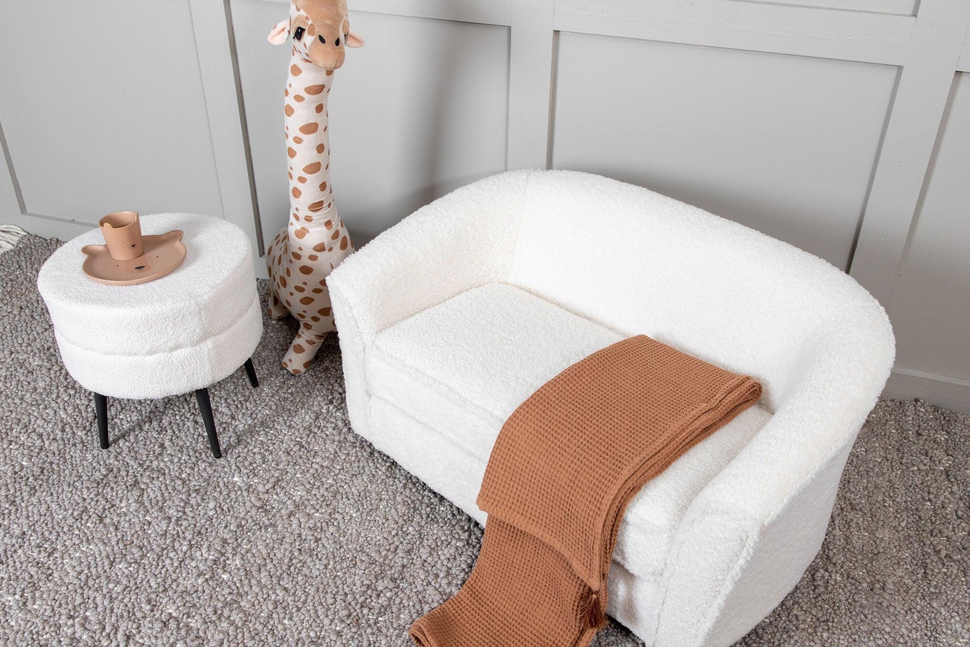 Kindersofa Mana aus Teddystoff (Bouclé) - Weiß-Kindersofas-Venture Home-le canapé