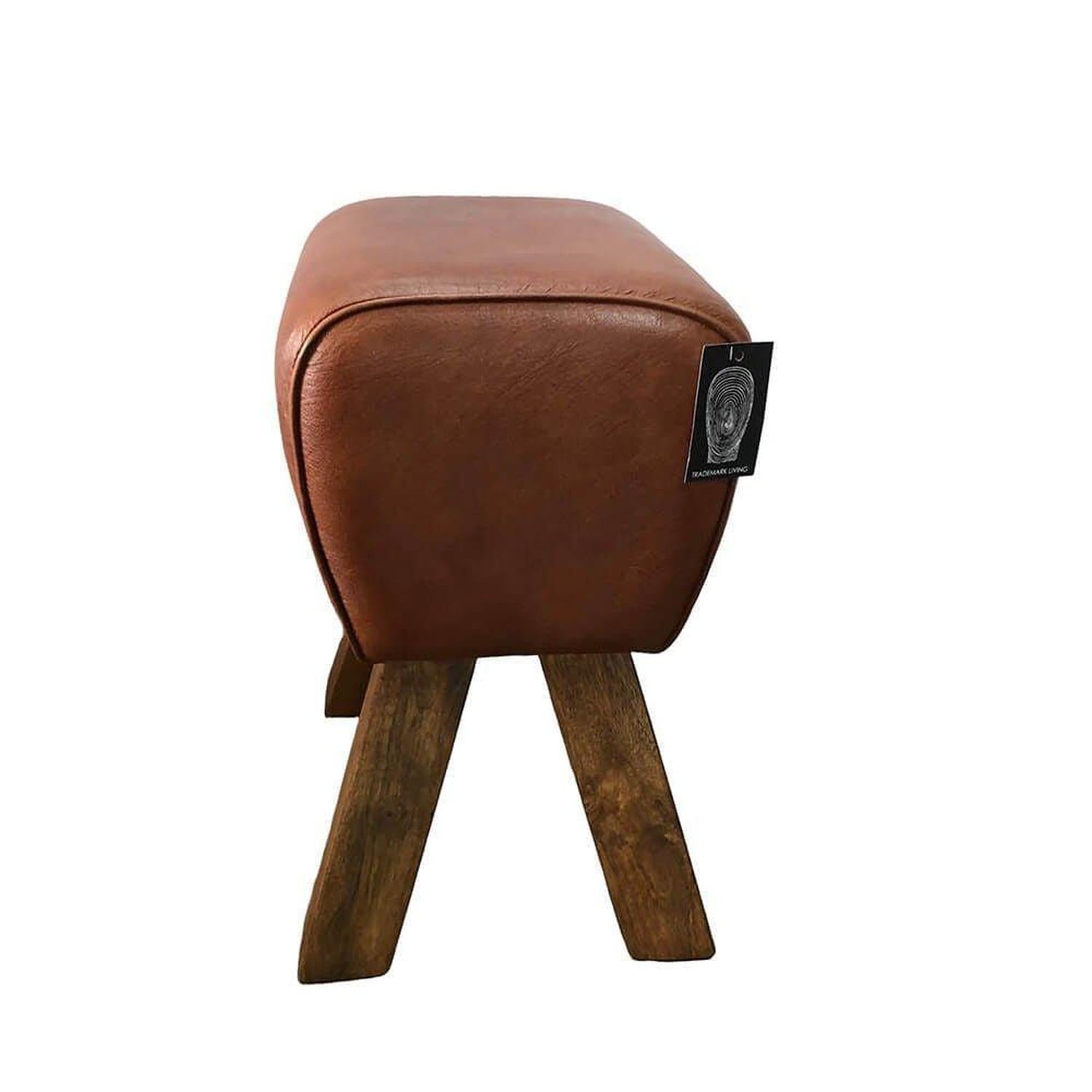 Kleiner Lederbock Bonnie - Braun-Bänke-Trademark Living-le canapé