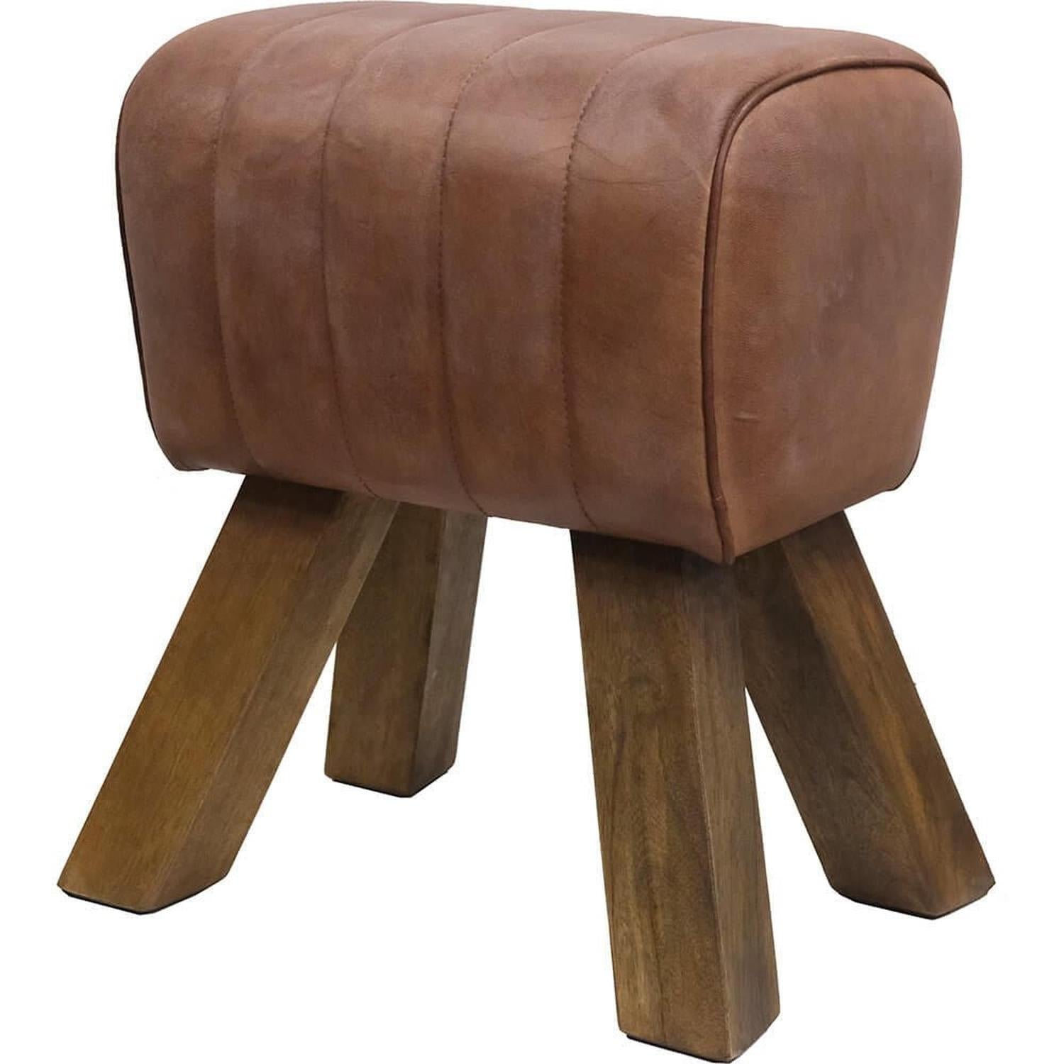 Kleiner Lederbock Wilma - Braun-Lederhocker-Trademark Living-le canapé