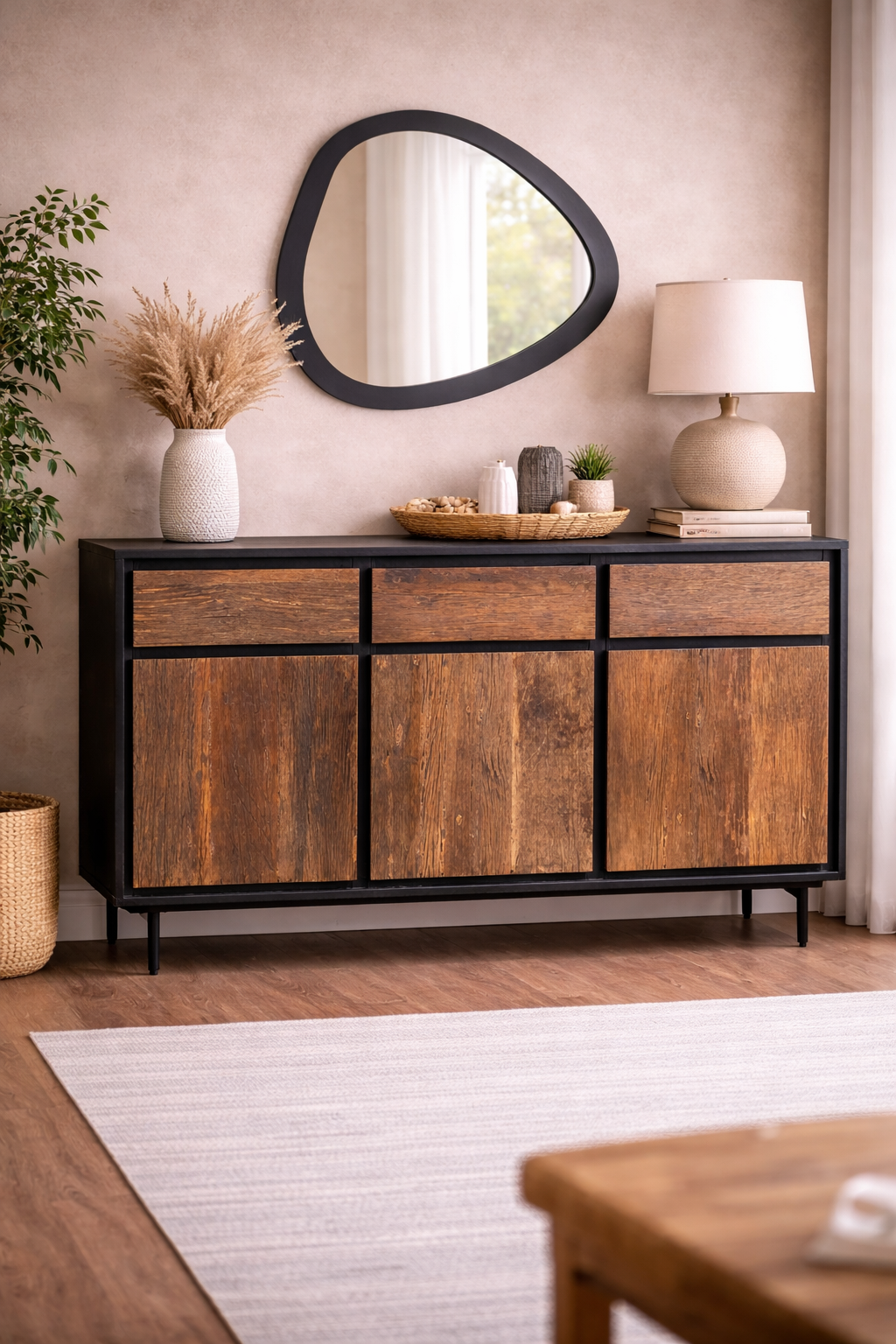 Kommode Anayah aus Mangoholz und Stahl 150cm - Dunkelbraun-Kommoden-Benoa-le canapé
