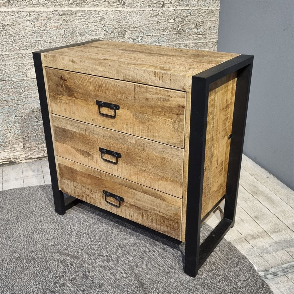 Kommode Britt aus Mangoholz mit 3 Schubladen 80cm - Hellbraun-Kommoden-Benoa-le canapé