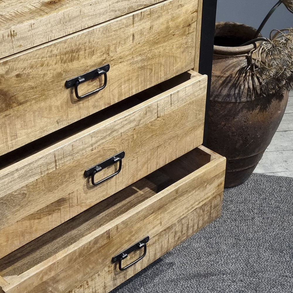 Kommode Britt aus Mangoholz mit 3 Schubladen 80cm - Hellbraun-Kommoden-Benoa-le canapé