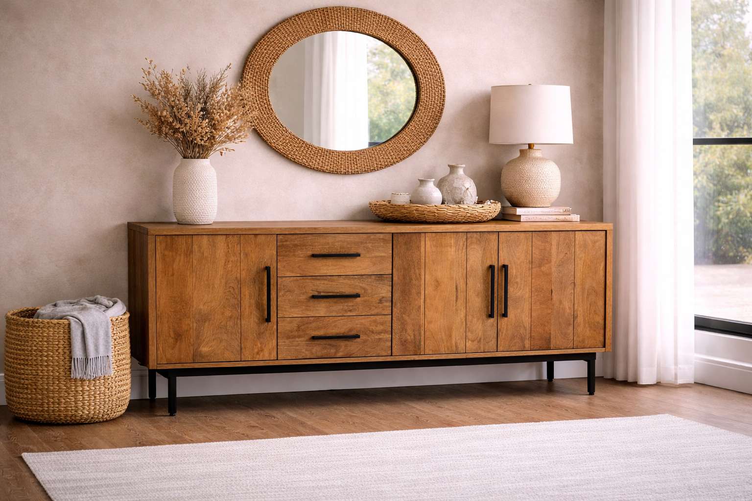 Kommode Jayden aus Mangoholz 180cm - Natur-Kommoden-Benoa-le canapé