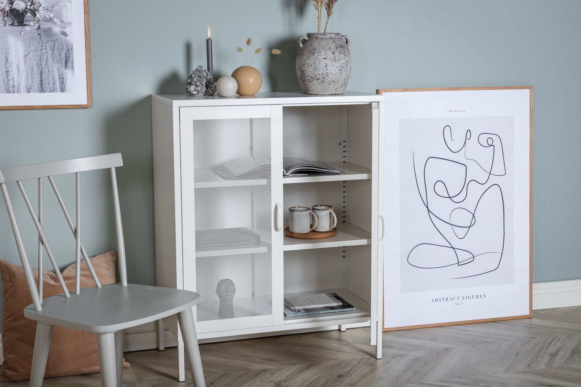 Kommode Misha 80cm aus Metall - Weiß-Kommoden-Venture Home-le canapé