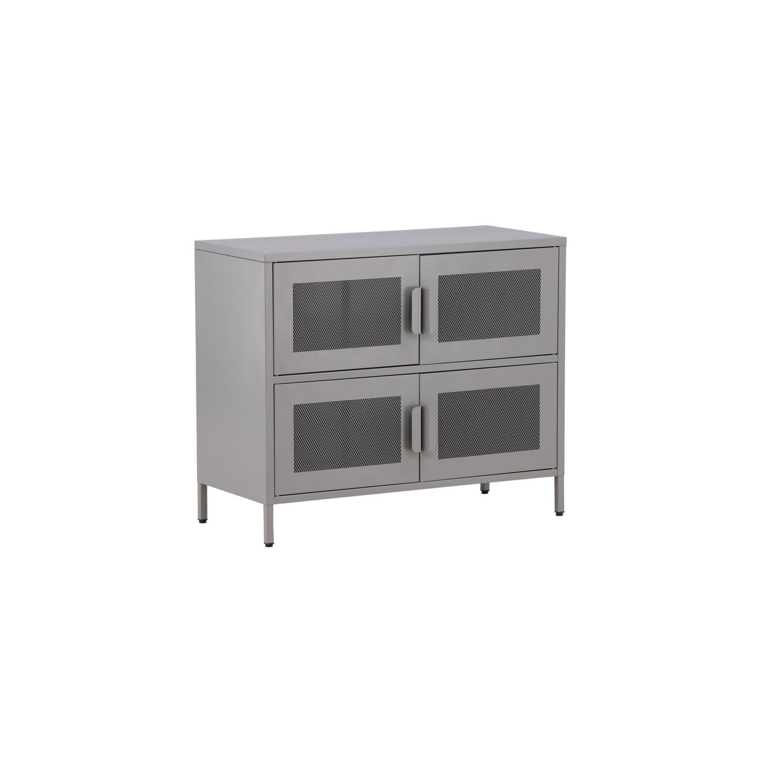 Kommode Nett 90cm mit Gittertüren - Hellgrau-Kommoden-Venture Home-le canapé