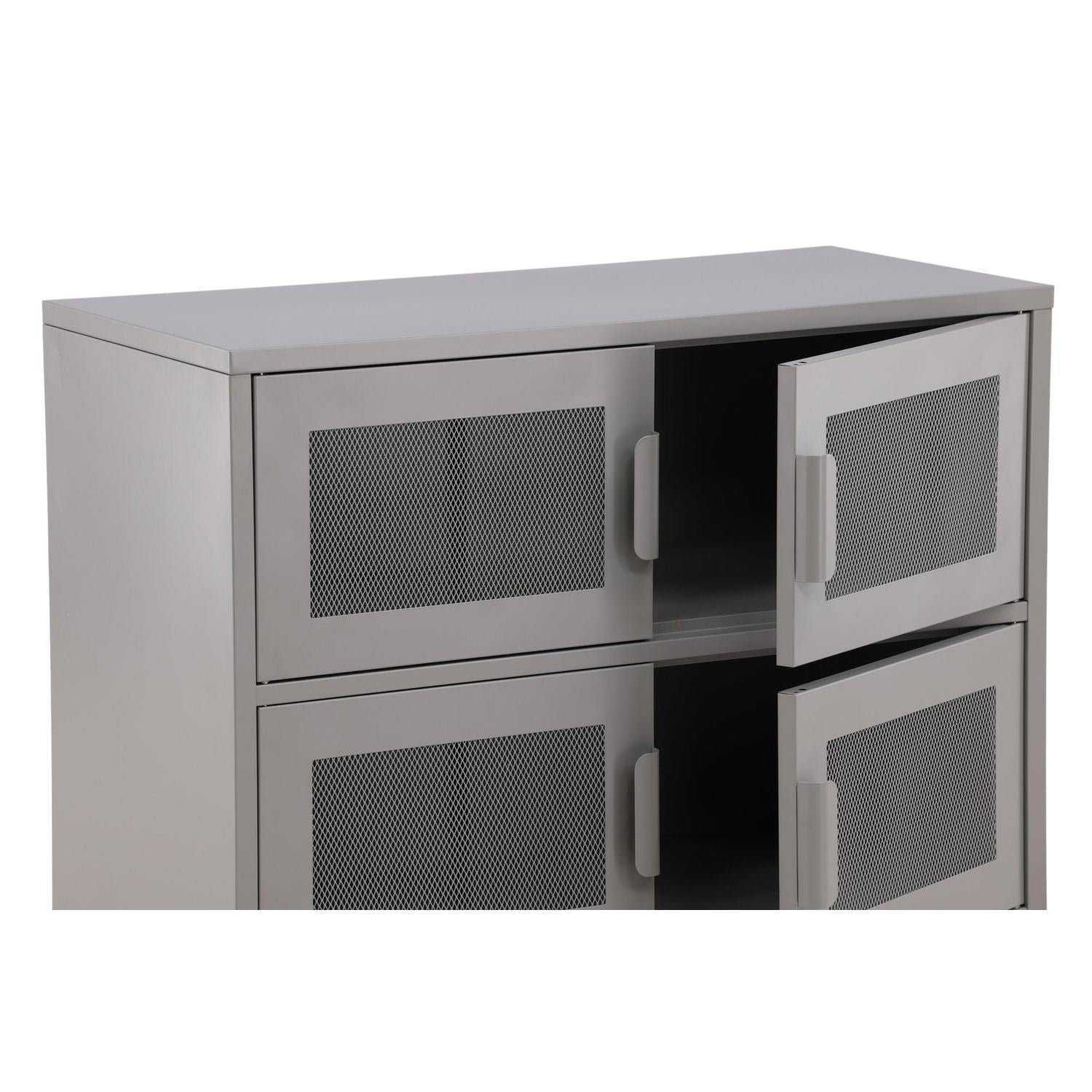 Kommode Nett 90cm mit Gittertüren - Hellgrau-Kommoden-Venture Home-le canapé