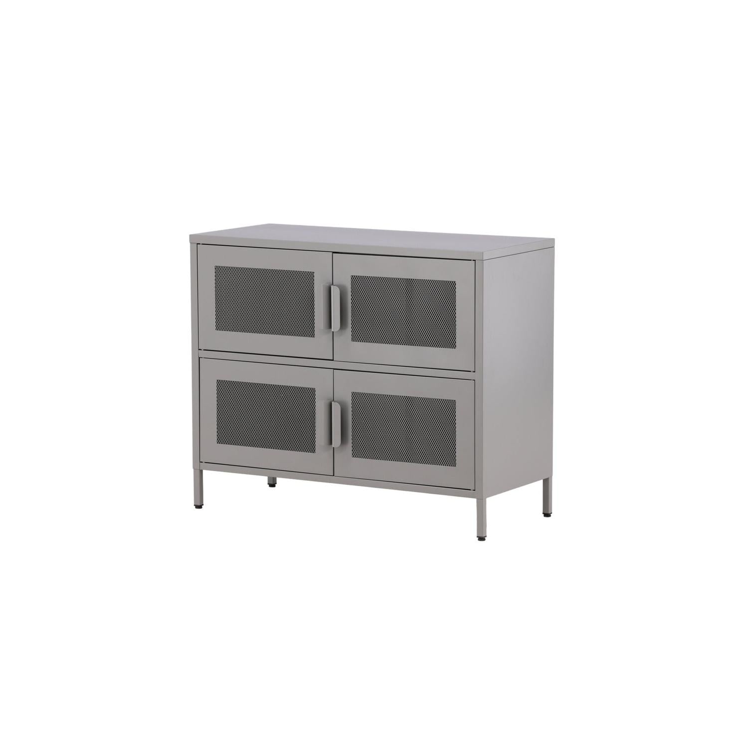 Kommode Nett 90cm mit Gittertüren - Hellgrau-Kommoden-Venture Home-le canapé