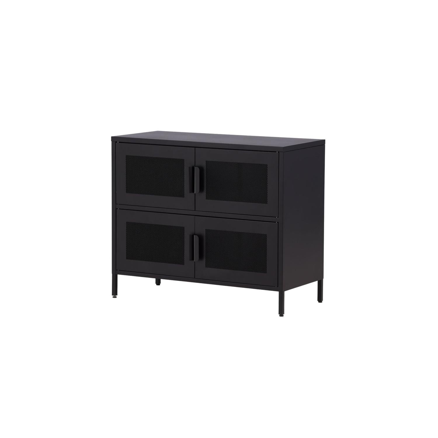 Kommode Nett 90cm mit Gittertüren - Schwarz-Kommoden-Venture Home-le canapé