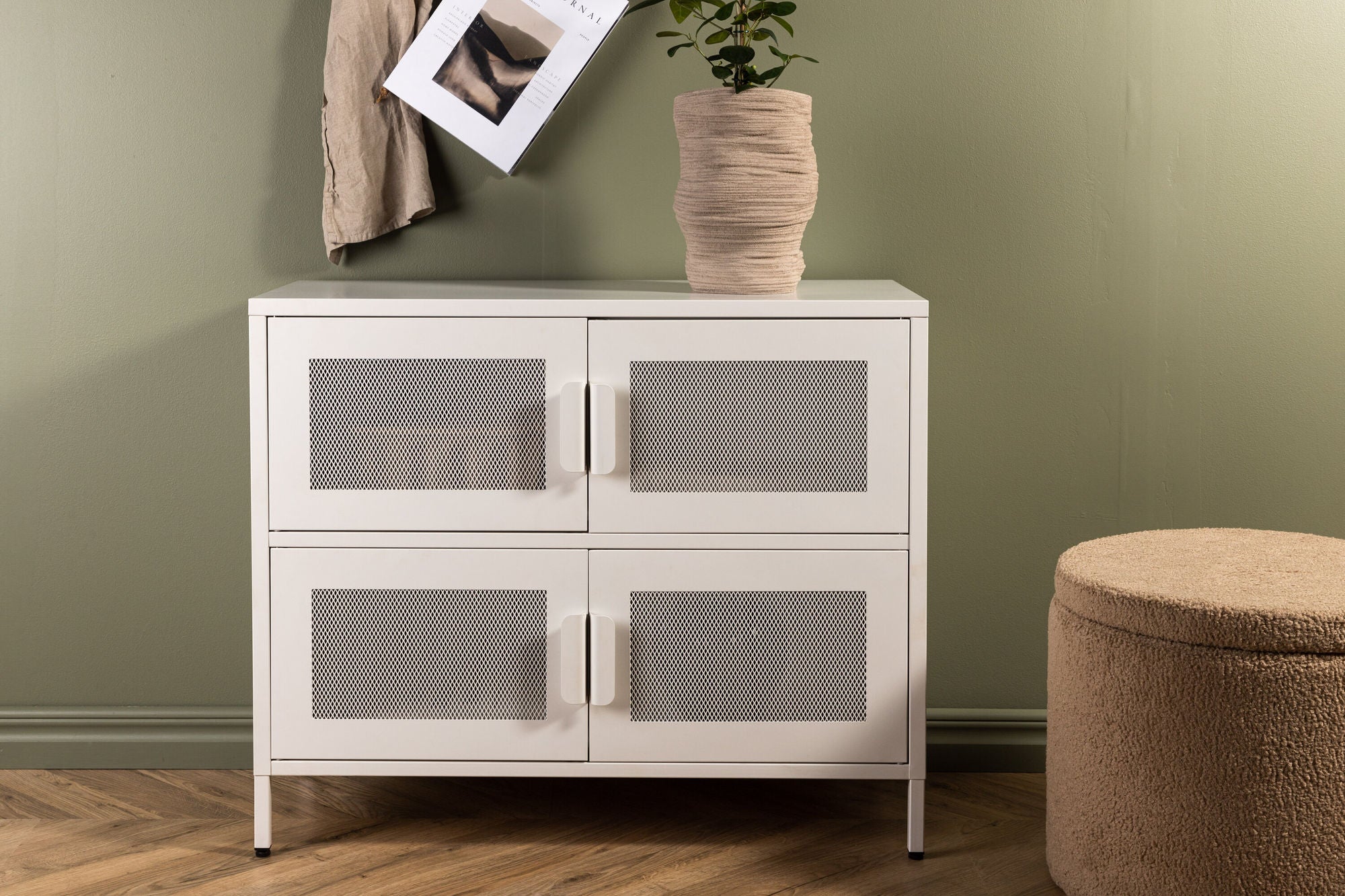 Kommode Nett 90cm mit Gittertüren - Weiß-Venture Home-le canapé
