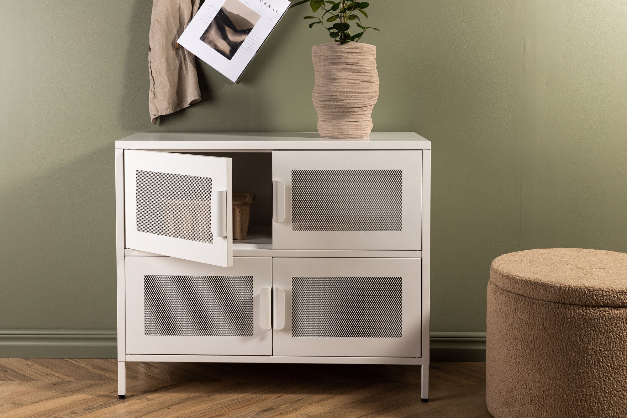 Kommode Nett 90cm mit Gittertüren - Weiß-Venture Home-le canapé