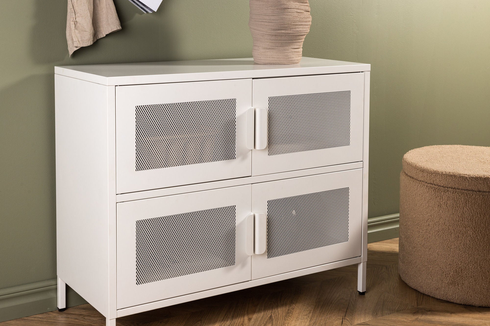 Kommode Nett 90cm mit Gittertüren - Weiß-Venture Home-le canapé