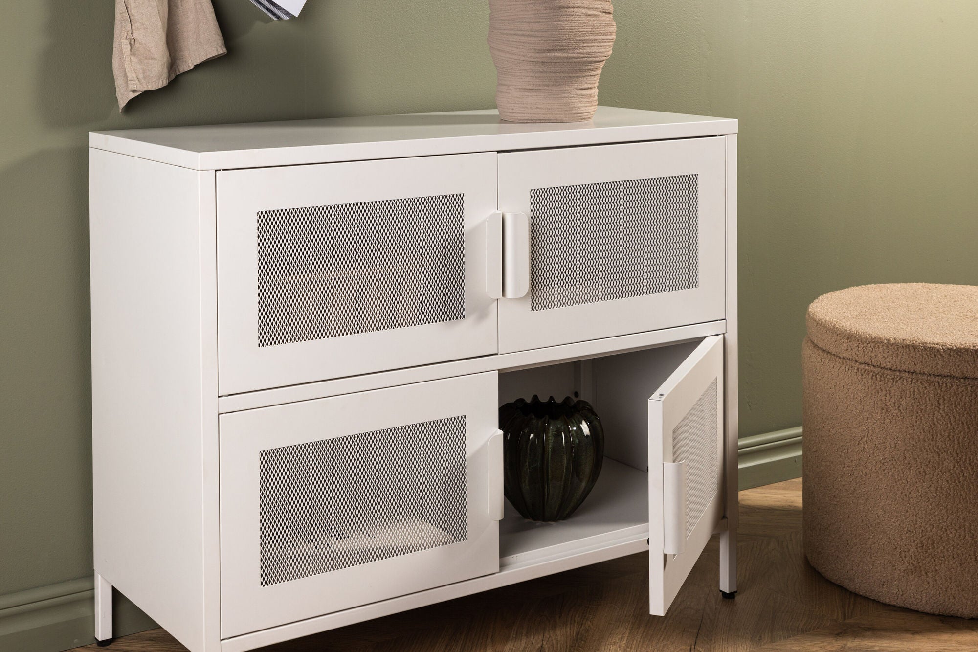Kommode Nett 90cm mit Gittertüren - Weiß-Venture Home-le canapé