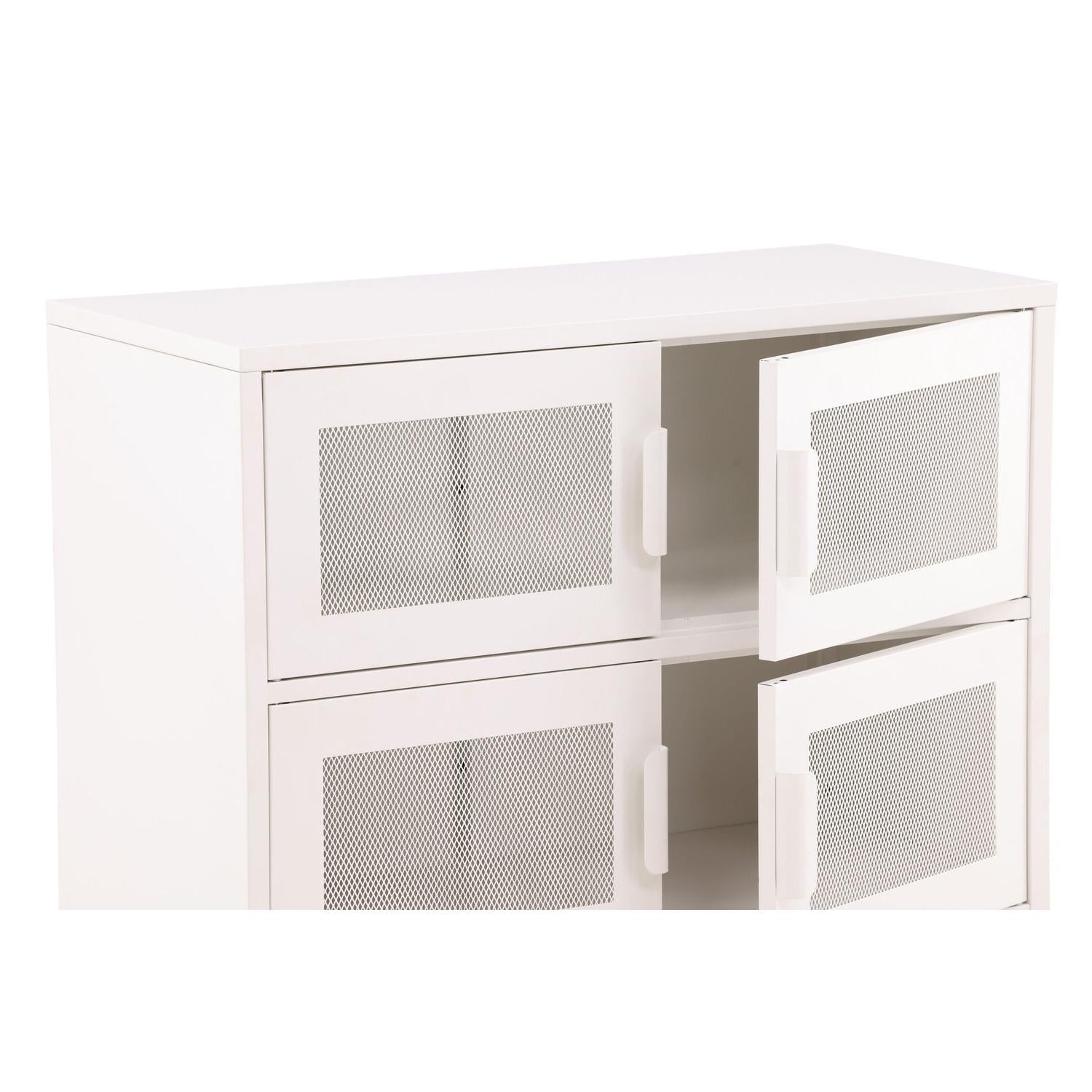 Kommode Nett 90cm mit Gittertüren - Weiß-Venture Home-le canapé