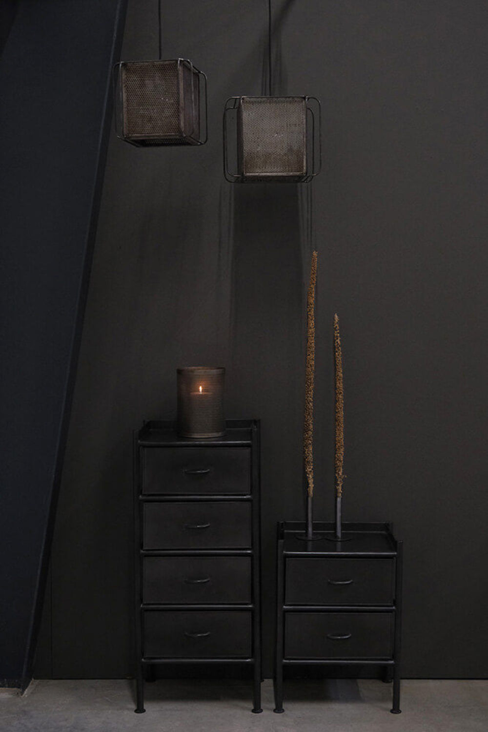 Kommode Saga aus Eisen mit 2 Schubladen - Grau-Kommoden-Trademark Living-le canapé