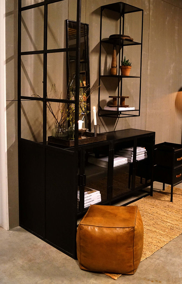 Kommode Zoe aus Eisen mit 2 Schubladen - Schwarz-Kommoden-Trademark Living-le canapé