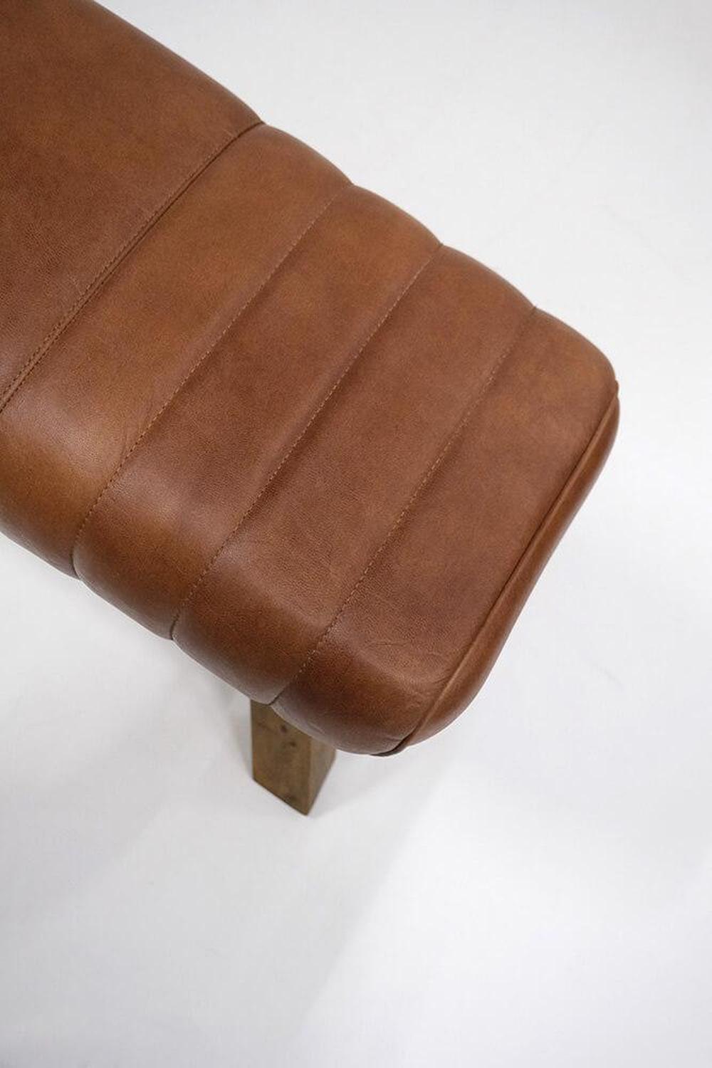 Lederbock Wilma mit Steppnähten - Braun-Bänke-Trademark Living-le canapé