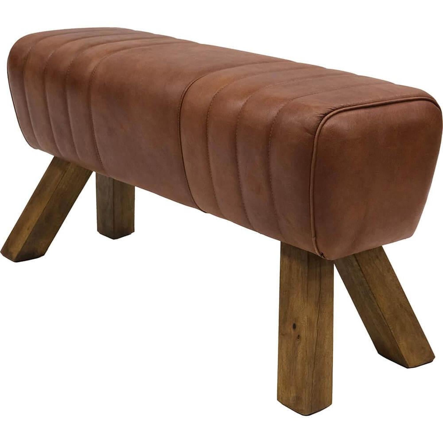 Lederbock Wilma mit Steppnähten - Braun-Lederböcke-Trademark Living-le canapé