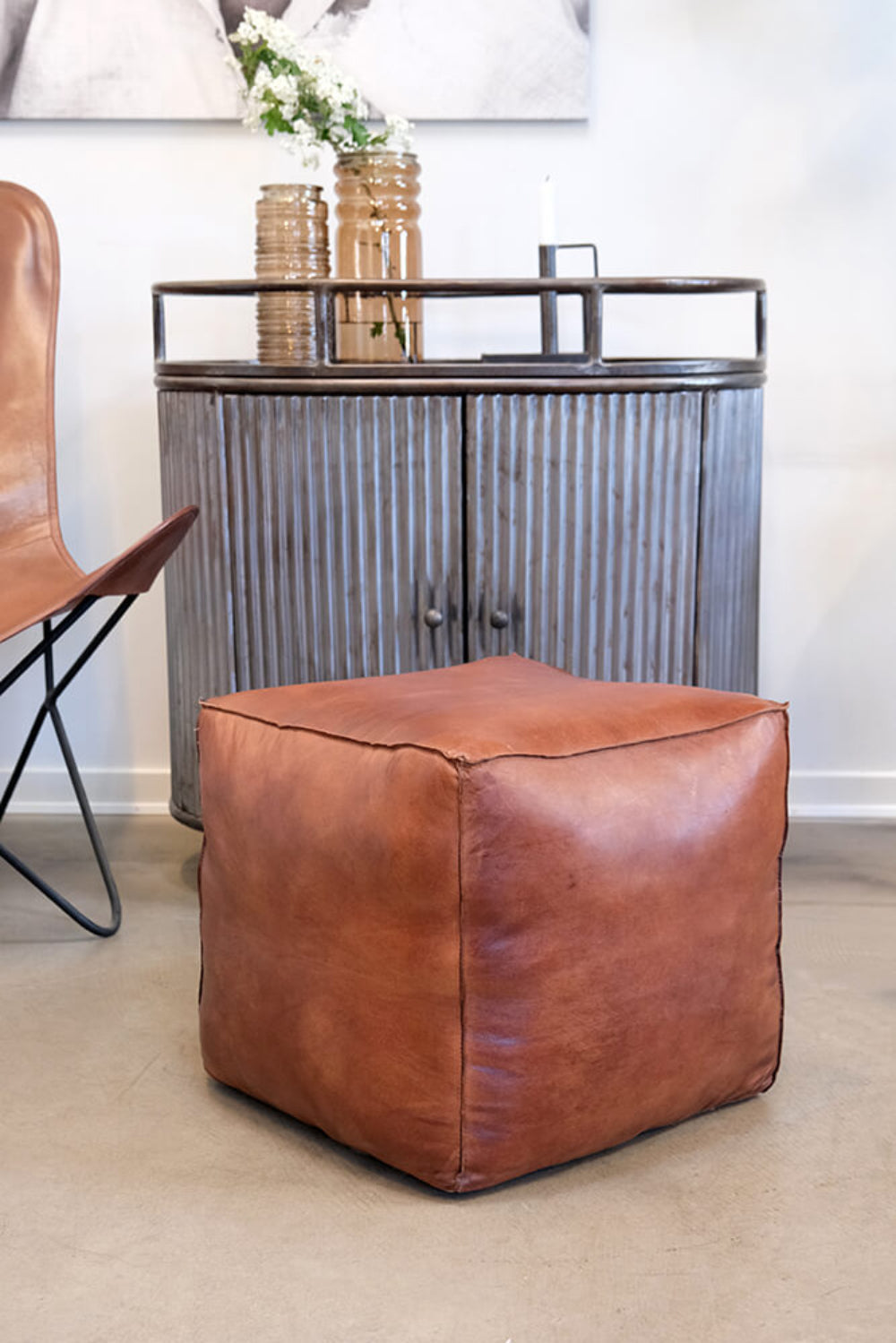 Lederpouf Tazi quadratisch - Braun-Lederpouf-Trademark Living-le canapé