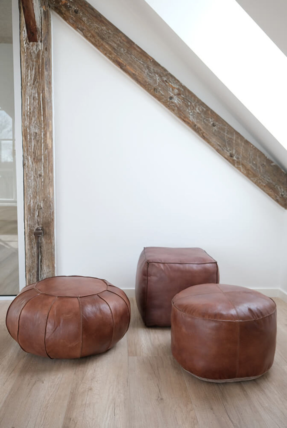 Lederpouf Tazi quadratisch - Braun-Lederpoufs-Trademark Living-le canapé