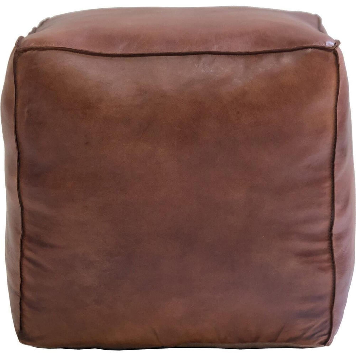 Lederpouf Tazi quadratisch - Braun-Lederpoufs-Trademark Living-le canapé
