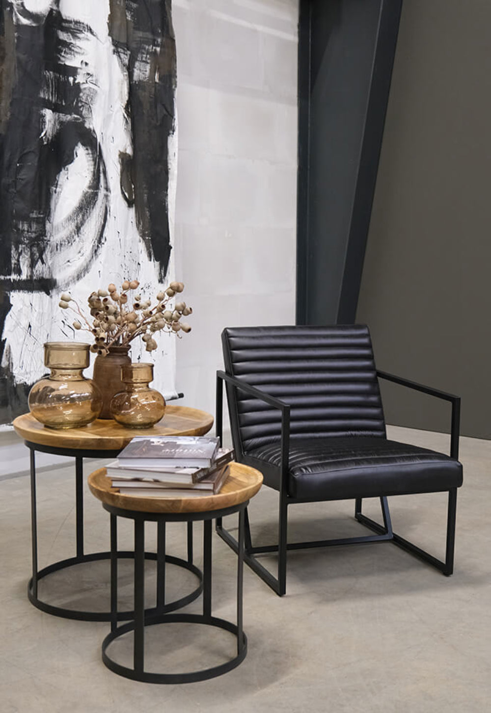 Ledersessel Tender - Schwarz-Loungesessel-Trademark Living-le canapé