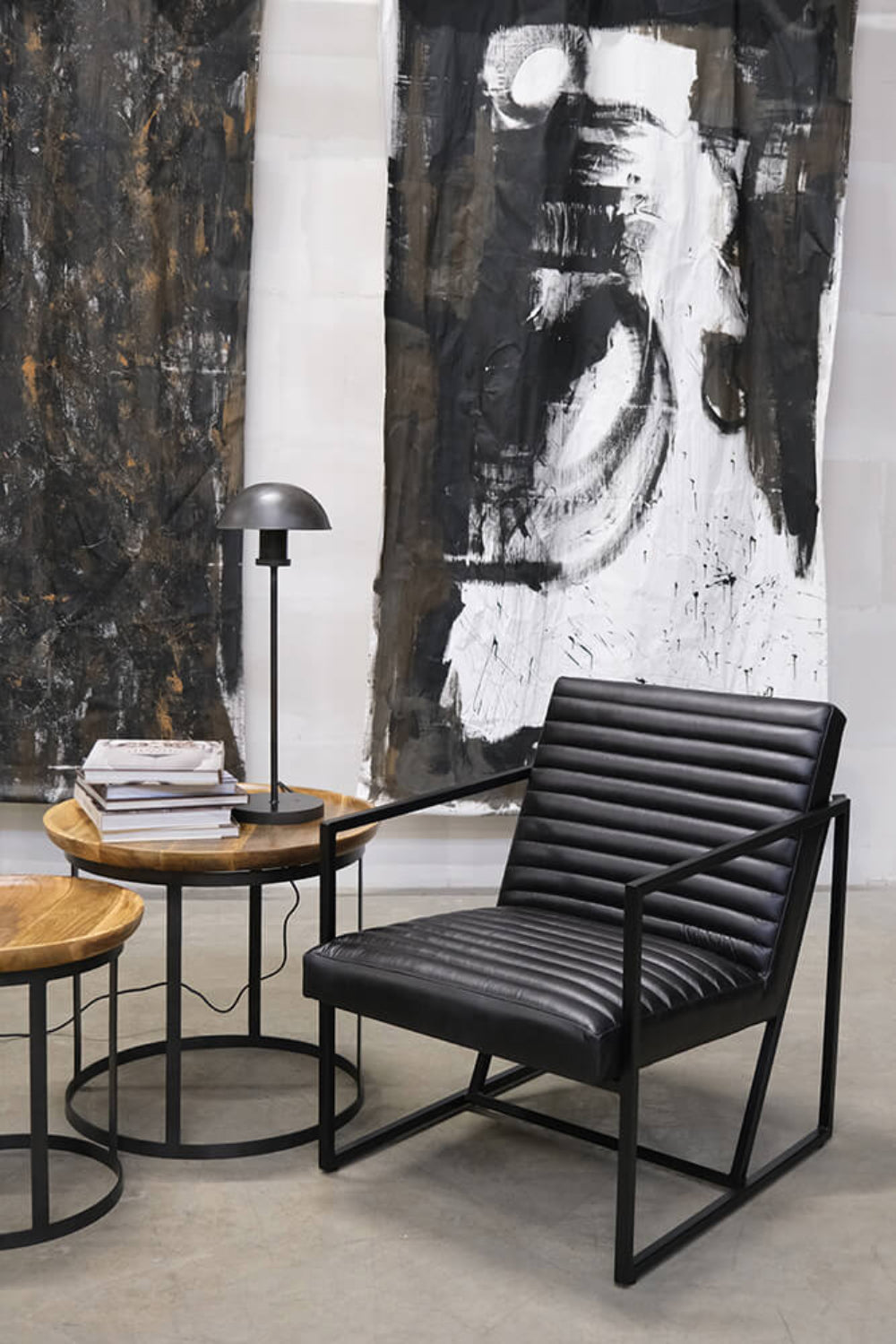 Ledersessel Tender - Schwarz-Loungesessel-Trademark Living-le canapé
