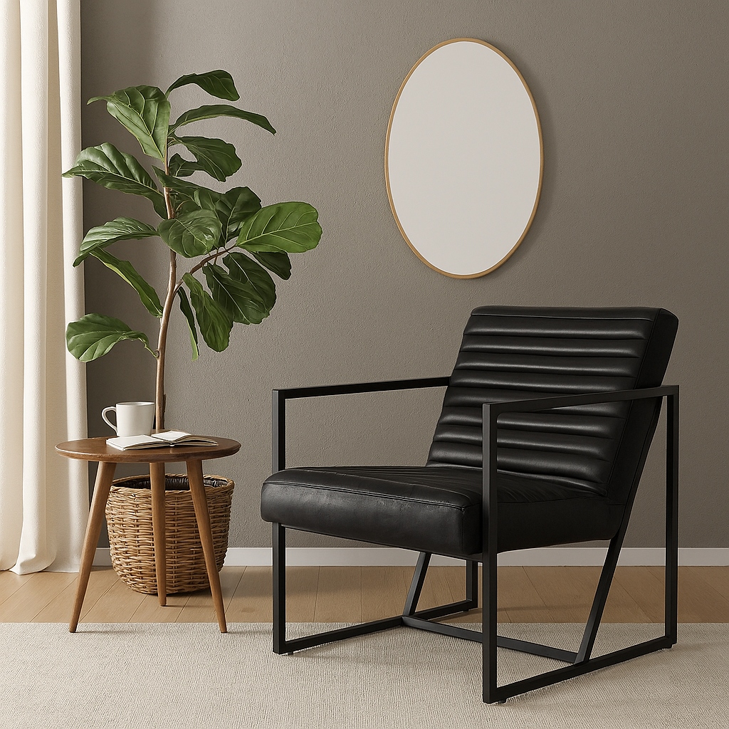 Ledersessel Tender - Schwarz-Loungesessel-Trademark Living-le canapé