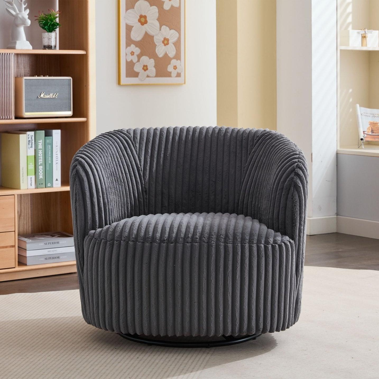 Loungesessel Alma aus Kord drehbar - Anthrazit-Loungesessel-le canapé-le canapé