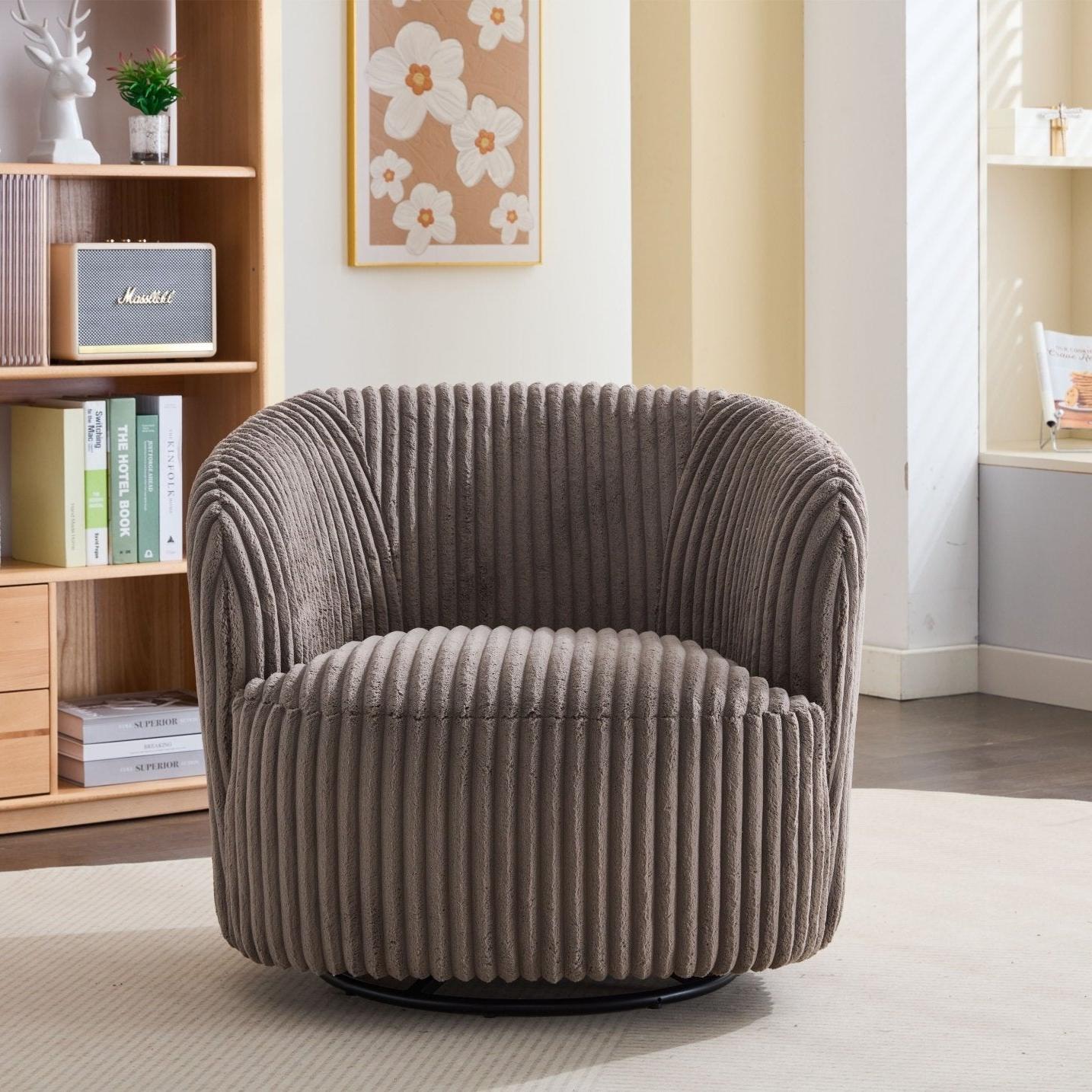 Loungesessel Alma aus Kord drehbar - Taupe-Loungesessel-le canapé-le canapé