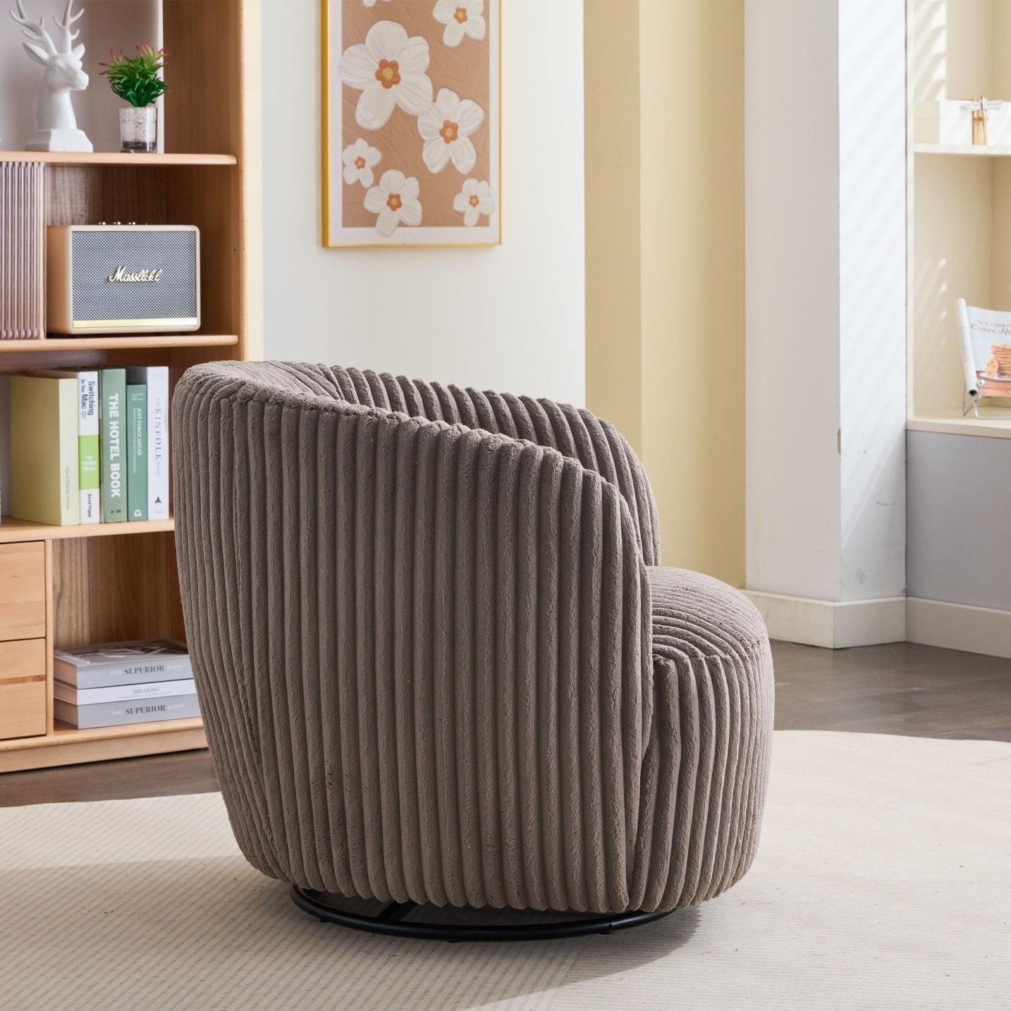 Loungesessel Alma aus Kord drehbar - Taupe-Loungesessel-le canapé-le canapé
