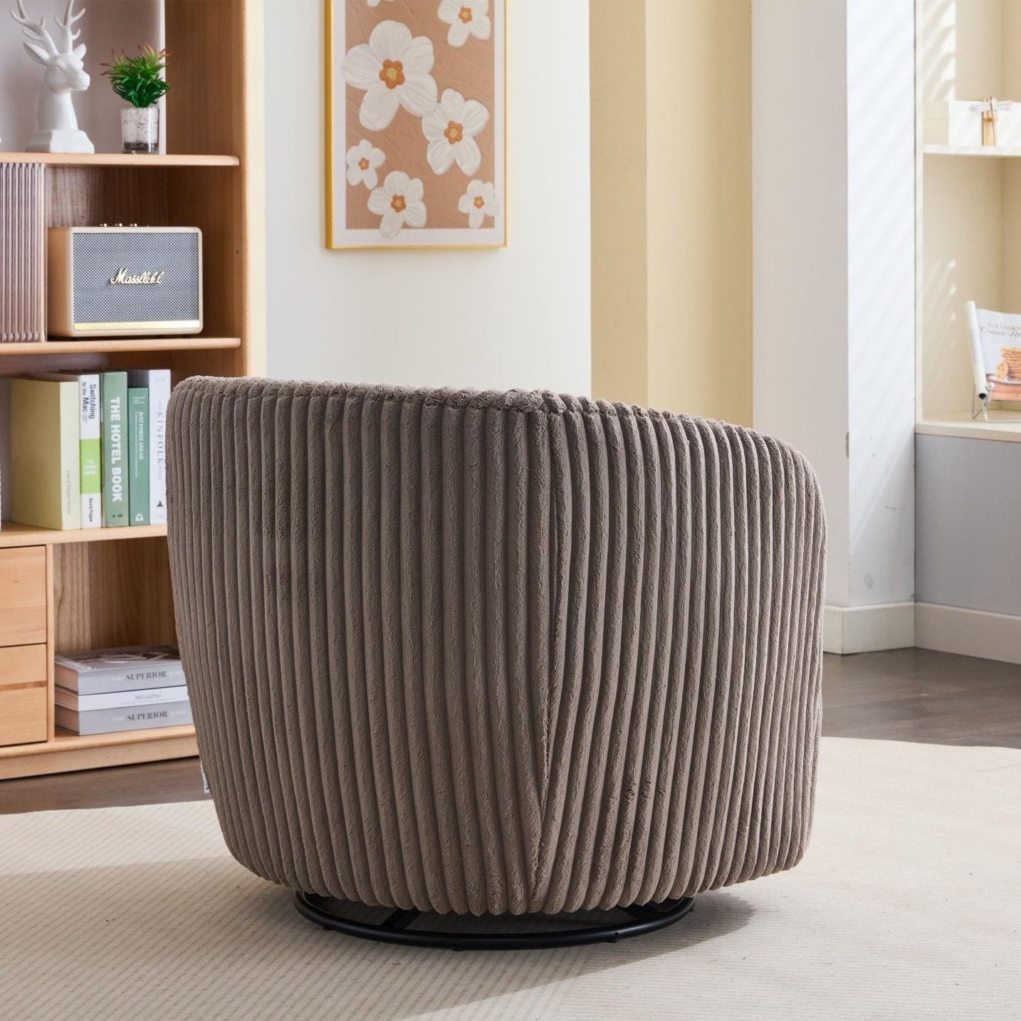 Loungesessel Alma aus Kord drehbar - Taupe-Loungesessel-le canapé-le canapé