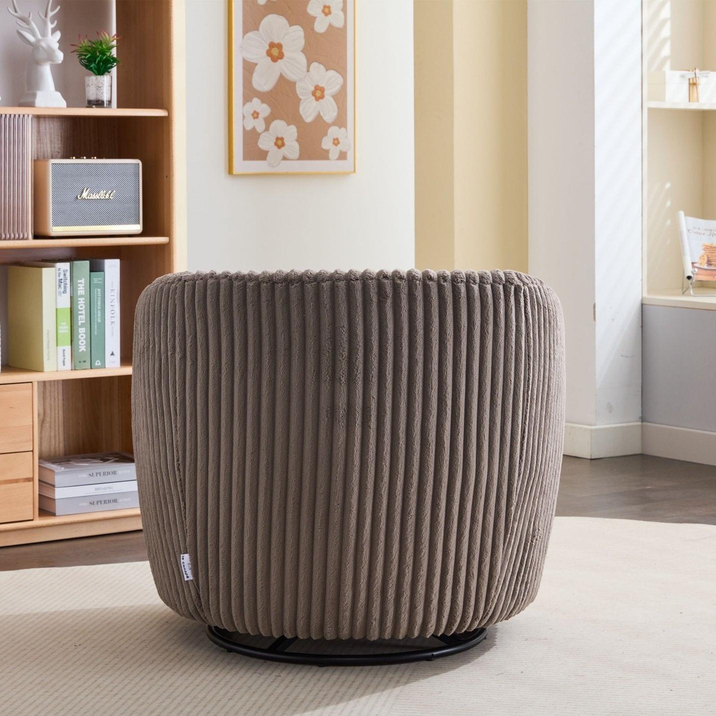 Loungesessel Alma aus Kord drehbar - Taupe-Loungesessel-le canapé-le canapé