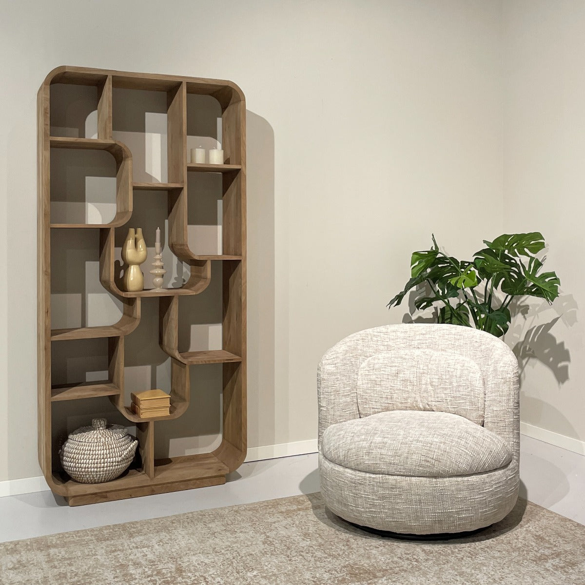 Loungesessel Britt drehbar - Cremeweiß-Loungesessel-Livingfurn-le canapé